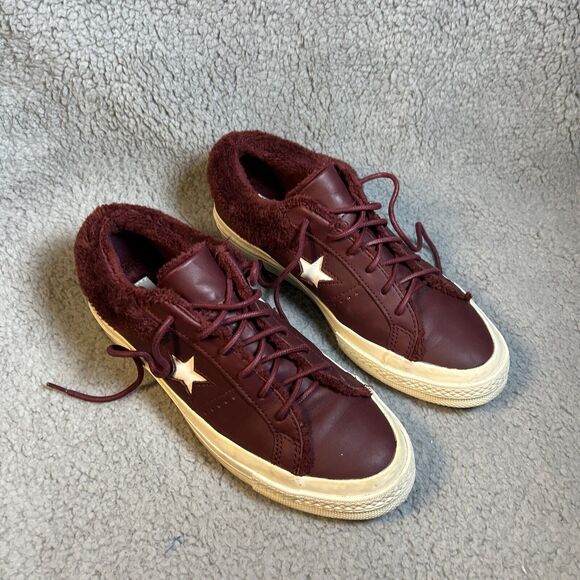 CONVERSE Unisex 1 Star Oxford Leather Fur Lined Sneakers, US W 7.5 M 5.5 - Picture 2 of 11